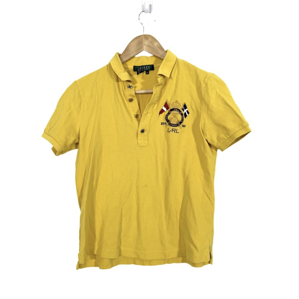 Lauren Ralph Lauren Polo Shirt Boys XS Crest Logo Yellow Preppy Luxury Sporty